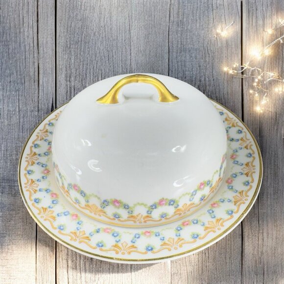 Heinrich & Co H&C Selb Bavaria Porcelain Round Butter Dish Container Vintage - Picture 3 of 16